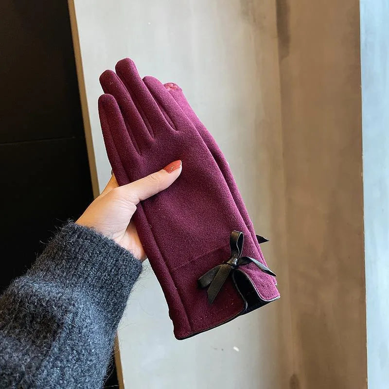 women's simple style solid color velvet polyester gloves 1 pair