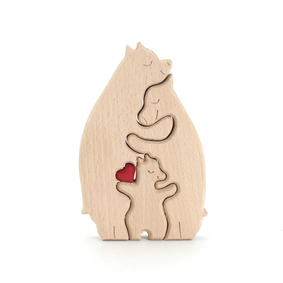 Mother'S Day Simple Style Bear Heart Shape Wood Casual Home Daily Ornaments
