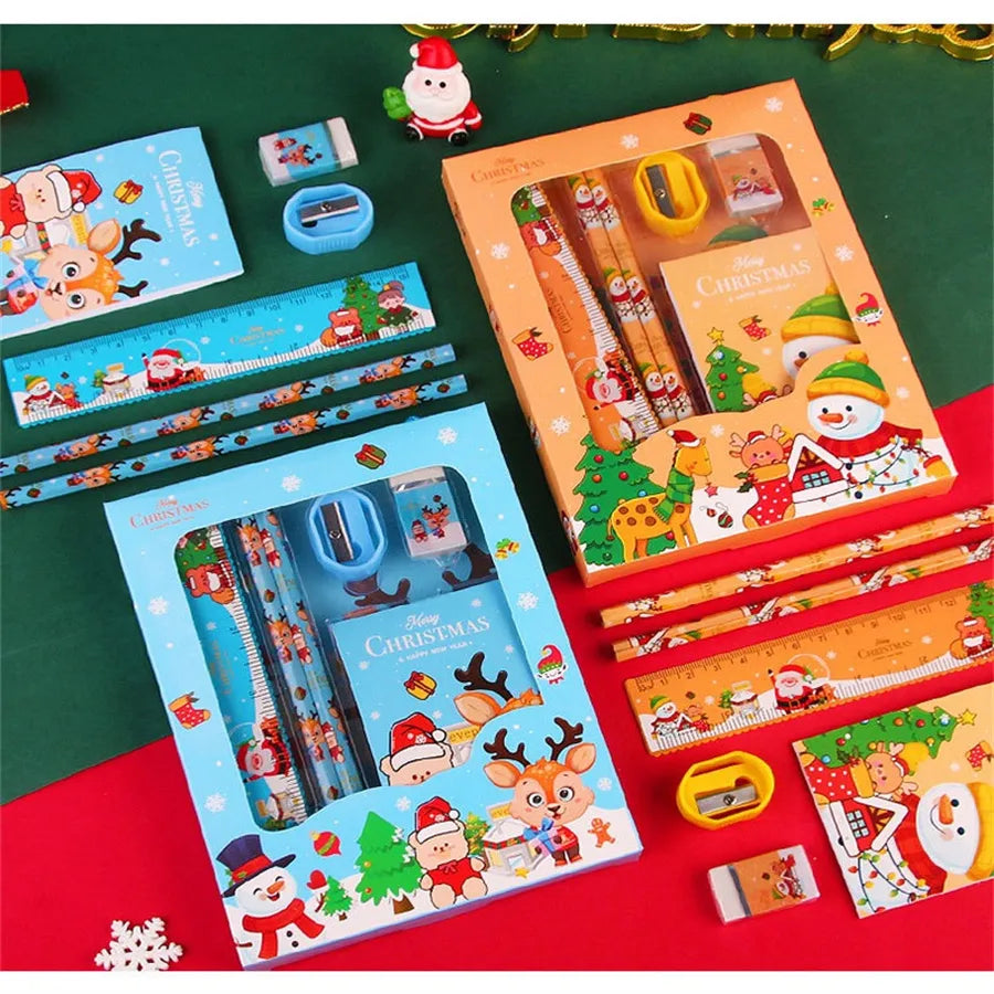 1 Set Cartoon School Christmas Wood Preppy Style Pencil
