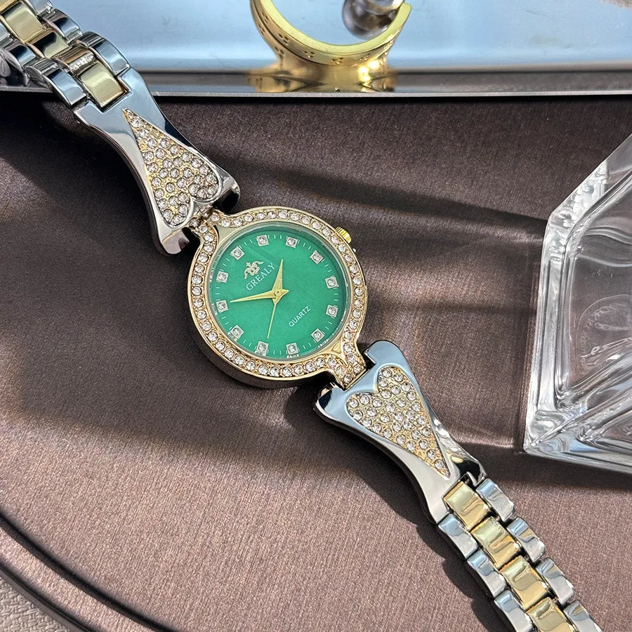 Elegant Simple Style Color Block Heart Shape Single Folding Buckle Quartz Watch Women's Watches