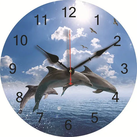silent wall clock retro wood ocean clock wall sticker simple wall clock retro explosion hanging clock
