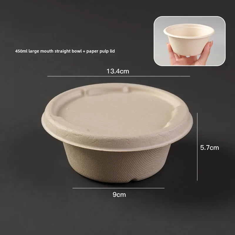 Disposable paper bowl tableware set paper bowl commercial household bowl degradable whole box disposable round bowl