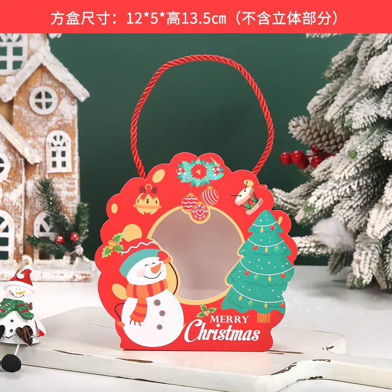 Portable Christmas Santa Claus Cartoon Candy Packaging Box Biscuit Box Snowflake Snack Box For Children Holiday Gift Box