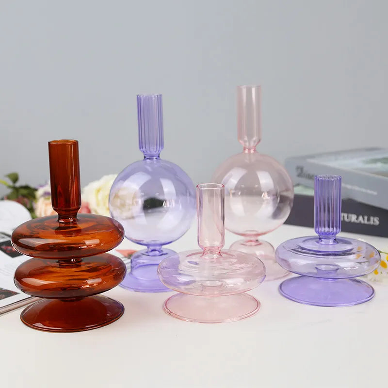 Artistic Geometric Glass candlestick Artificial Decorations