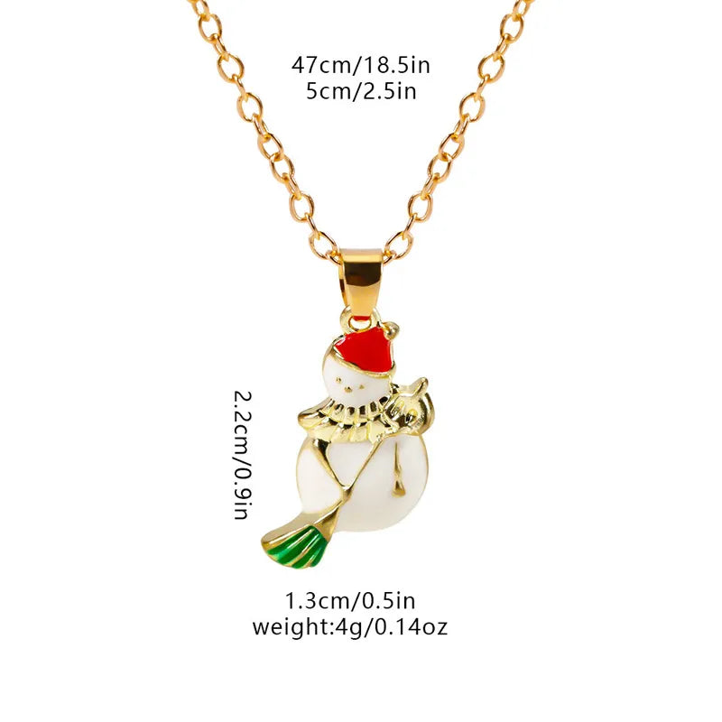 Christmas Elements Deer Santa Claus Alloy Pendant Necklace Christmas Socks Drop Oil Bell Pendant Best Friend Jewelry