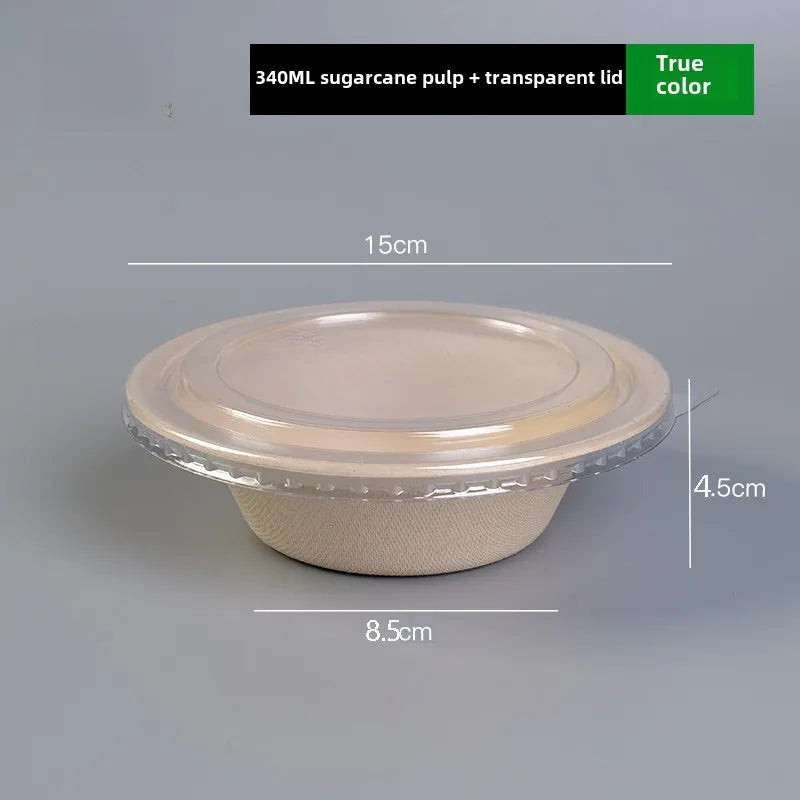 Disposable paper bowl tableware set paper bowl commercial household bowl degradable whole box disposable round bowl