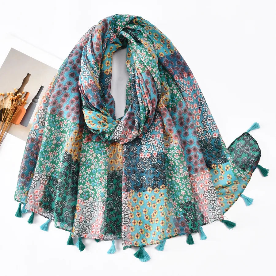 Women's Vintage Style Lady Printing Polyester Silk Scarf
