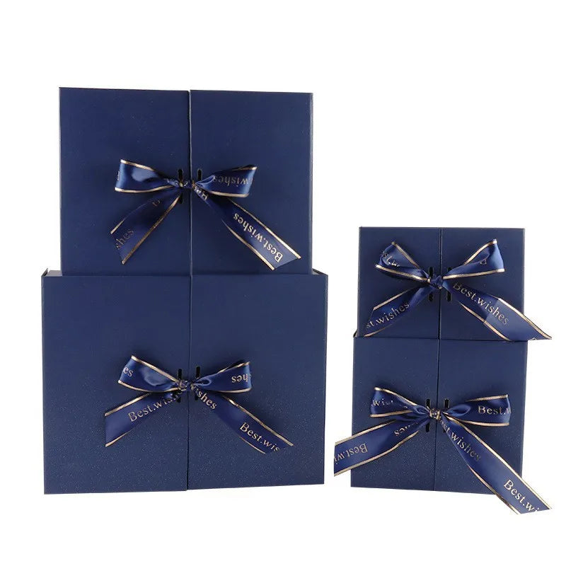 Luxury Blue Orange Double Opening Gift Box Creative Present Packaging For Men Elegant Luxurious Unisex Gift Box
