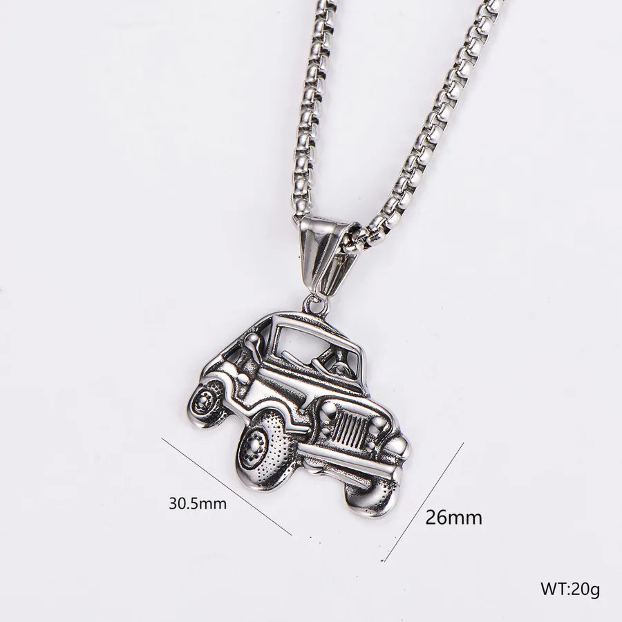 Wholesale Jewelry Hip-Hop Vintage Style Round 304 Stainless Steel Pendant Necklace box chain