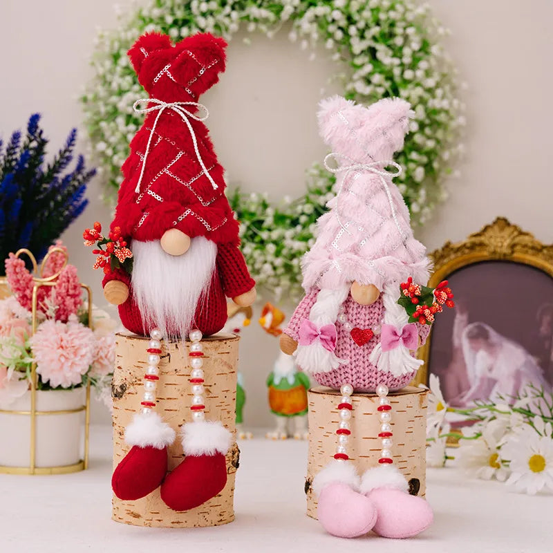 Valentine'S Day Cute Heart Shape Bow Knot Sequin Cloth Date Rudolph Doll Decorations Table Decoration