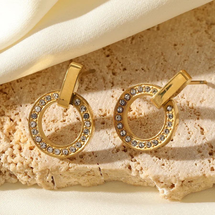 1 Piece Glam Shiny Round 304 Stainless Steel Ear Studs