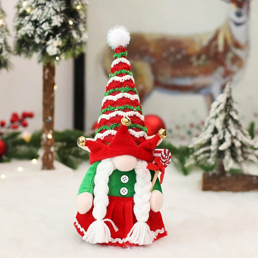 Christmas Cute Doll Stripe PP Flannel Party Ornaments