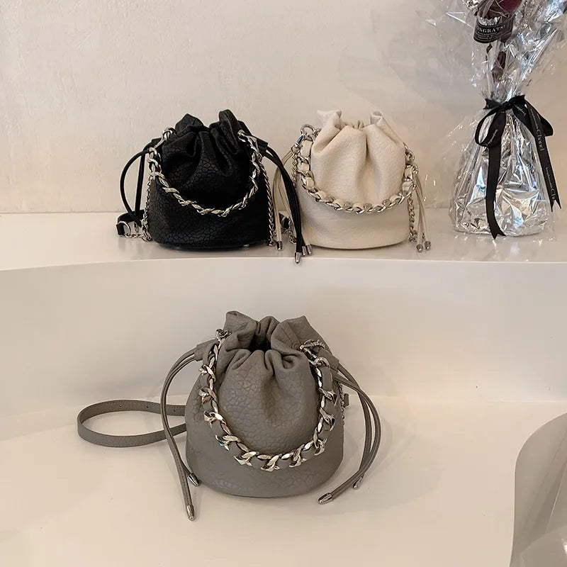 women's all seasons pu leather elegant cute bucket bag