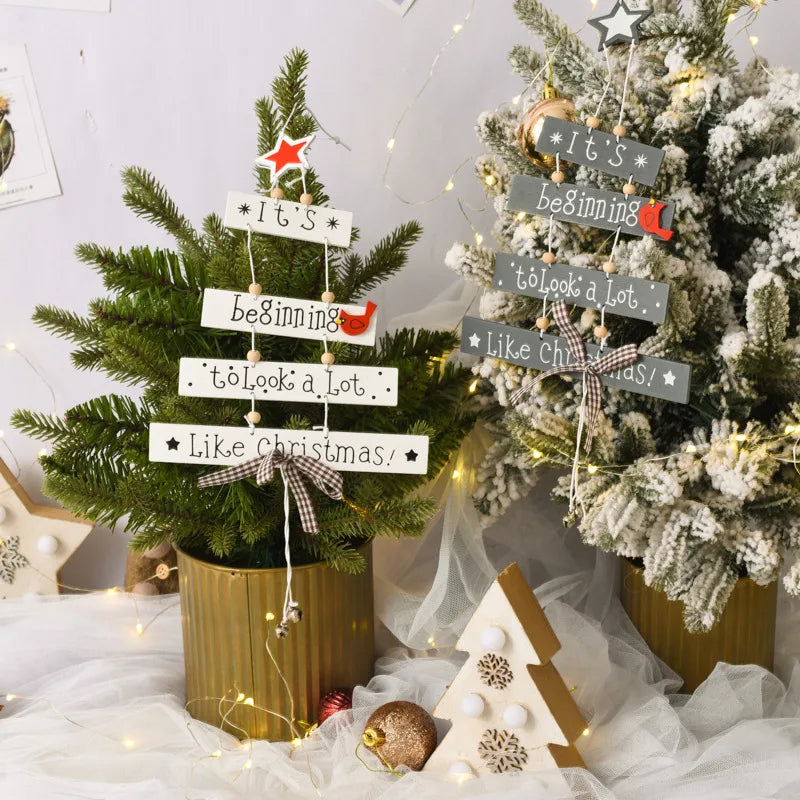 christmas cute letter wood party hanging ornaments