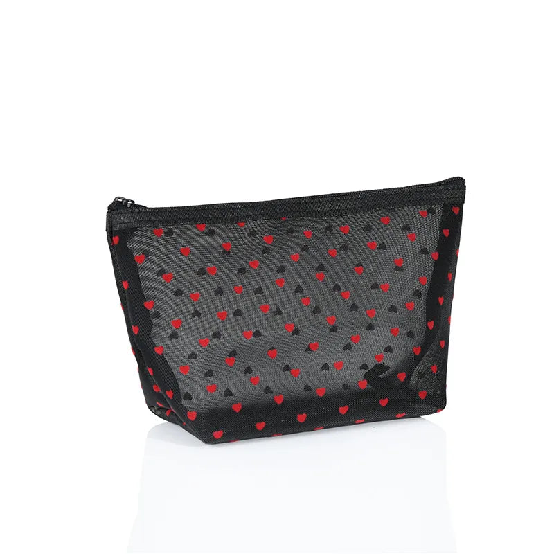 women's small all seasons nylon heart shape fashion square zipper cosmetic bag
