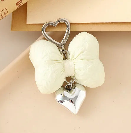 Sweet Heart Shape Bow Knot Cloth Bag Pendant Keychain