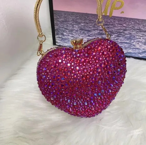 Red Black Rose Gold pu Heart Shape Heart-shaped Evening Bags