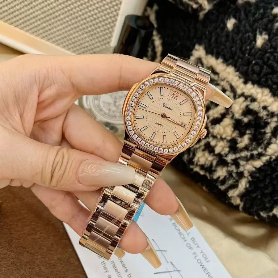 Elegant Solid Color Butterfly Double Snap Quartz Watch Women's Watches