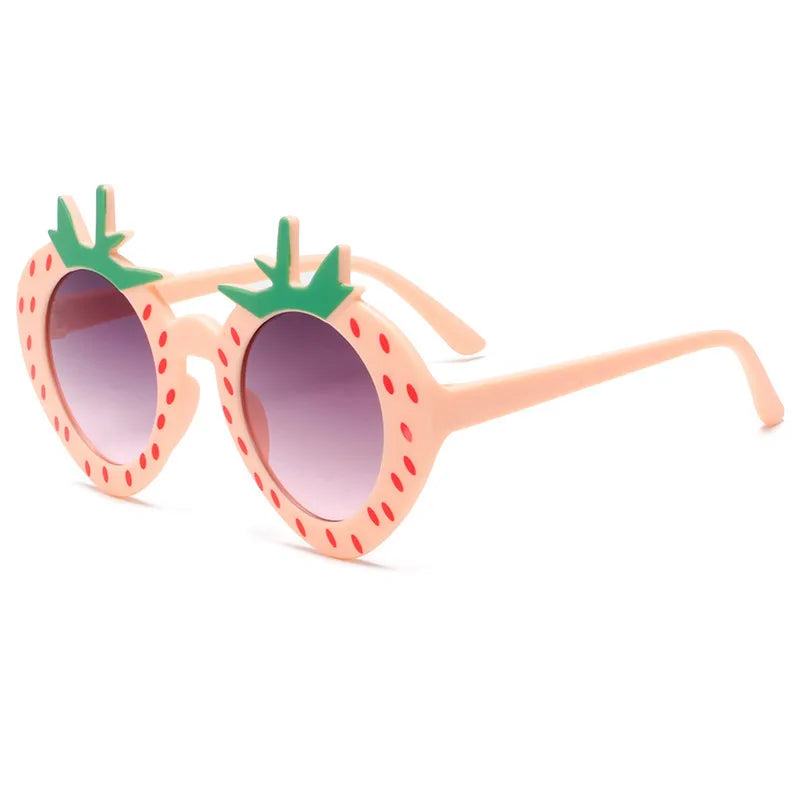 Cartoon Style Sweet Strawberry Resin Special-Shaped Mirror Rose Red Full Frame Kids Sunglasses