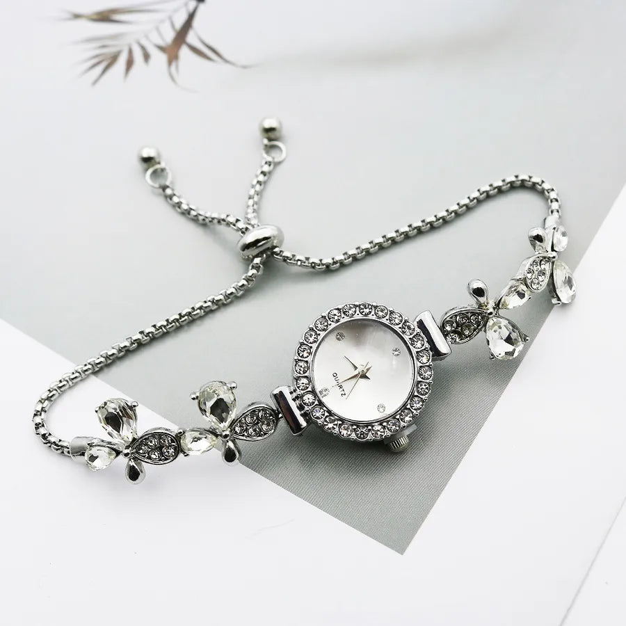 Casual Shiny Flower Jewelry Buckle Quartz Women's Watches