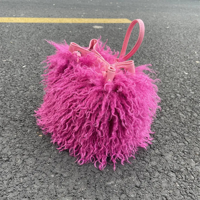 women's medium all seasons plush basic bucket bag