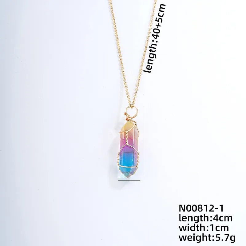 ig style handmade simple style geometric stainless steel natural stone pendant necklace
