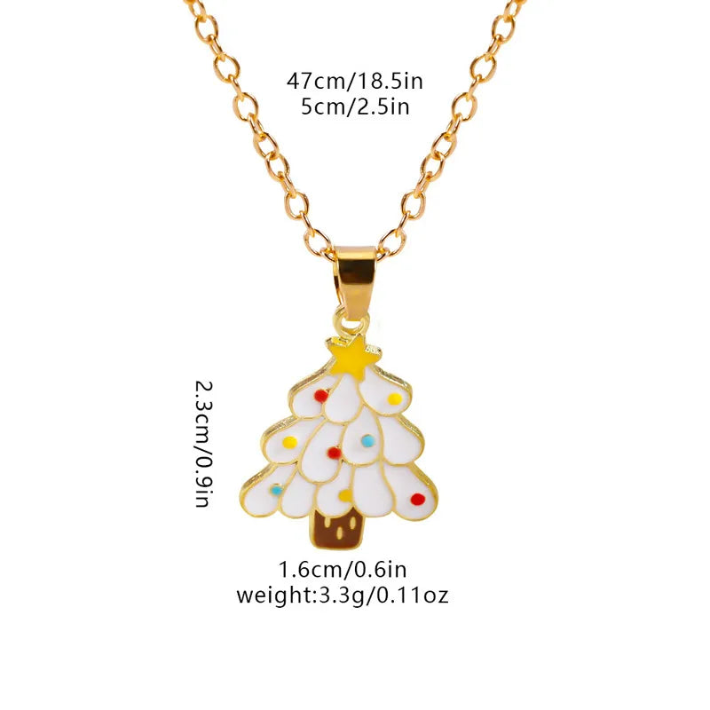Christmas Elements Deer Santa Claus Alloy Pendant Necklace Christmas Socks Drop Oil Bell Pendant Best Friend Jewelry