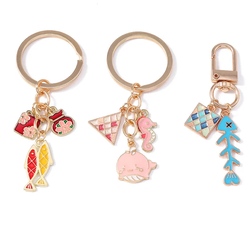 Cute Simple Style Commute Fish Bone Alloy Keychain