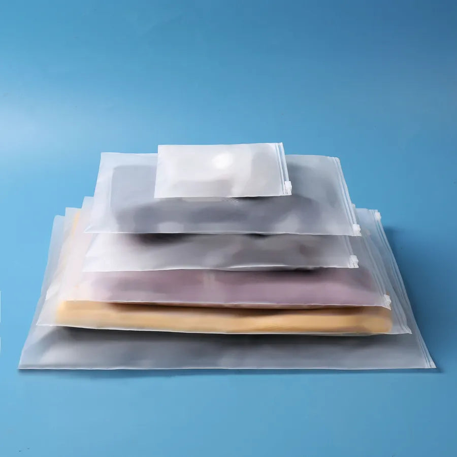 Clothing packaging bag frosted zipper bag frosted bag in stock printed transparent pe plastic Ziplock bag CPE frosted pull