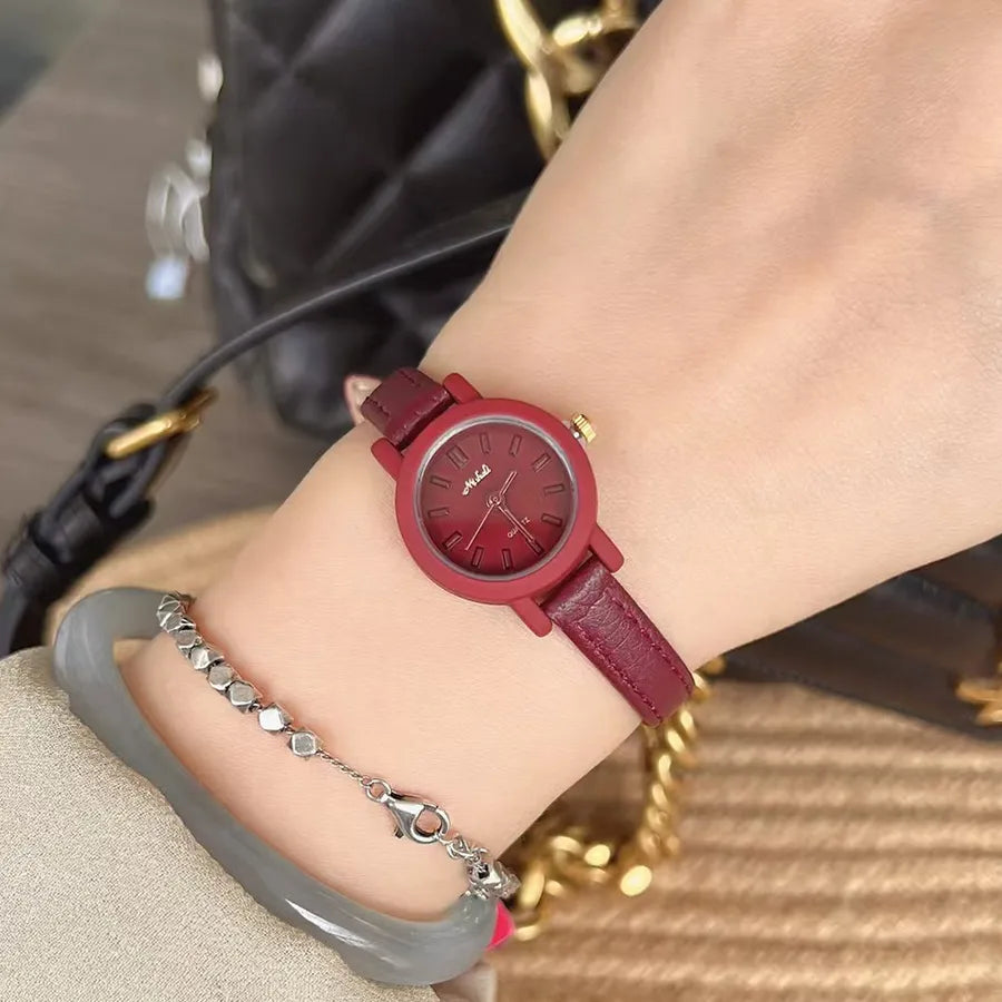 Elegant Solid Color Buckle Quartz Watch Women's Watches