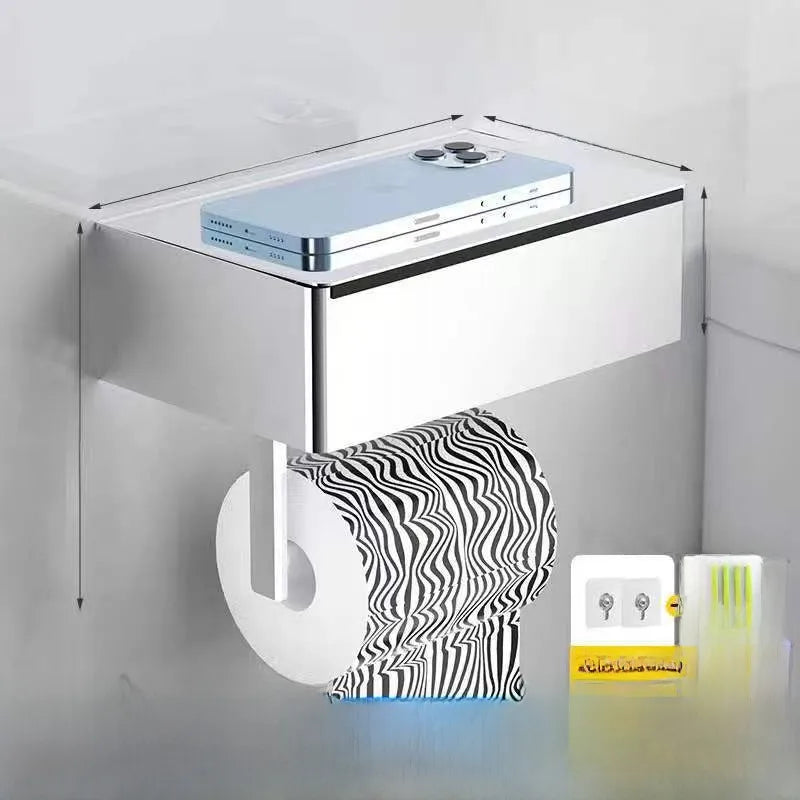 Stainless Steel Wipe Rack Bathroom Multifunctional Tissue Rack Black Wipe Rack Punch-Free