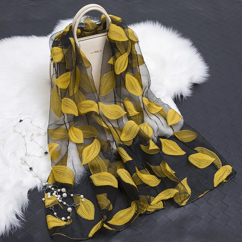 women's simple style color block organza scarf