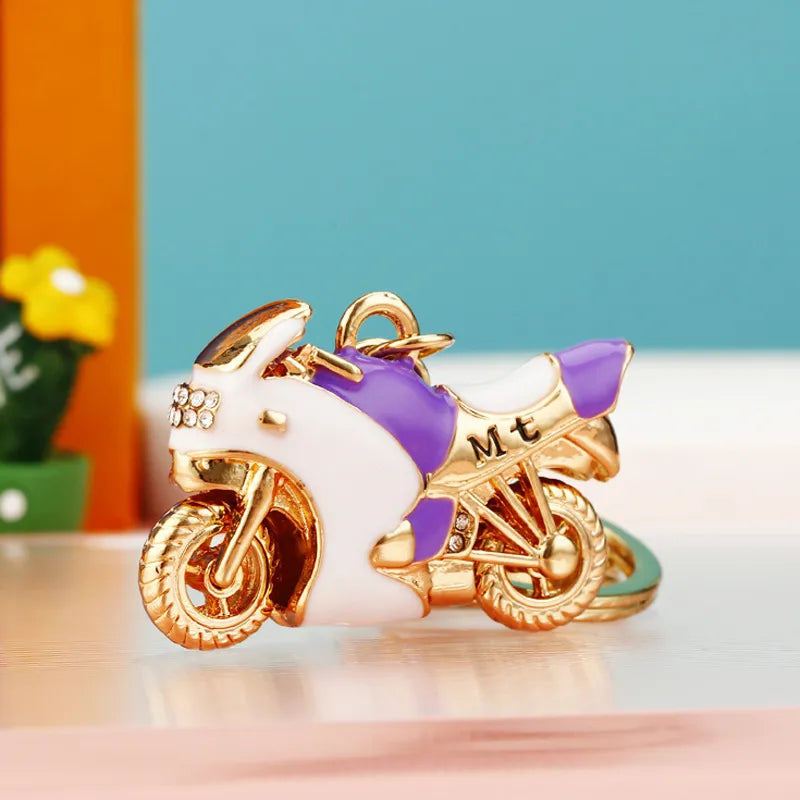 cute car metal diamond women's bag pendant keychain