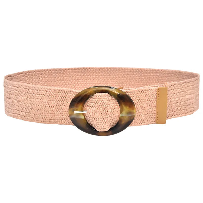 Retro Commute Stripe Solid Color Straw Women's Woven Belts