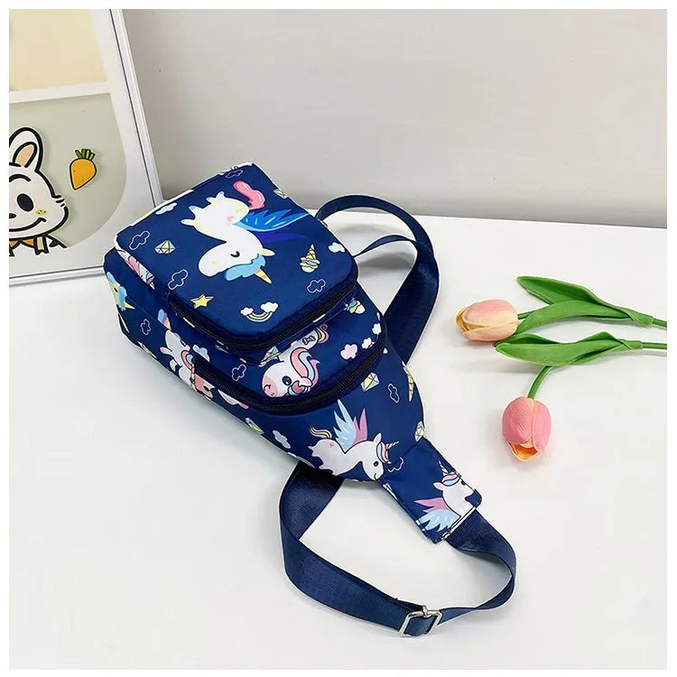 Kid'S Nylon Cartoon  Cute Oval Zipper Fanny Pack