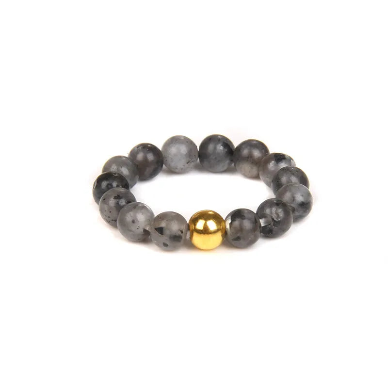 retro solid color natural stone beaded rings 1 piece