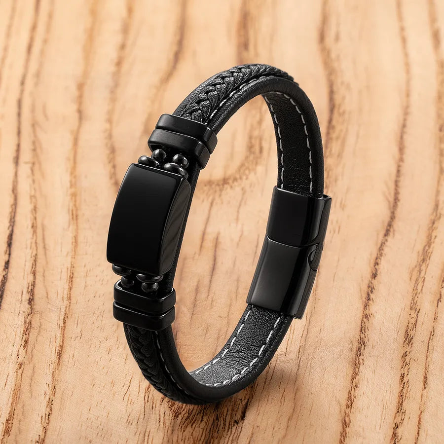 Vintage Style Simple Style Classic Style Geometric Leather rope Stone Metal Men's Bracelets