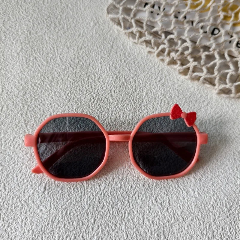 Sweet Simple Style Bow Knot UV400 Protection Resin Special-Shaped Mirror Full Frame Kids Sunglasses