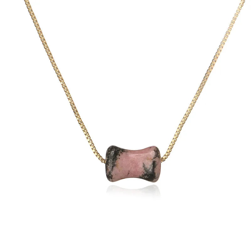 Wholesale Jewelry Retro Classic Style Geometric natural stone Green Aventurine Copper Pendant Necklace