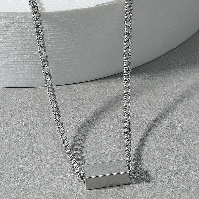 nihaodropshipping simple style cube pendant titanium steel necklace wholesale jewelry