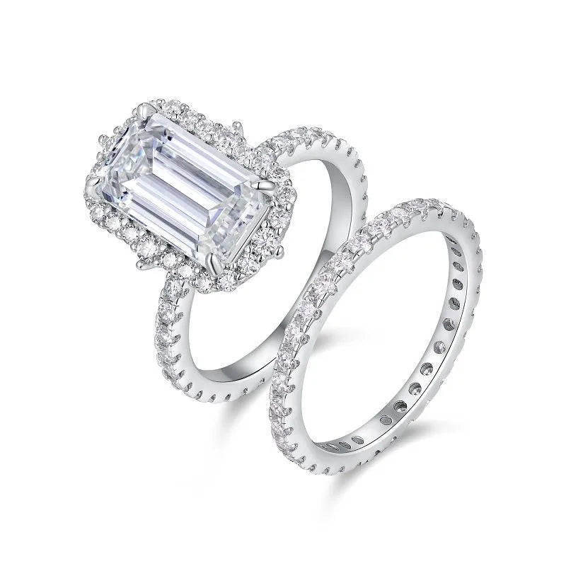 Moissanite 925 Sterling Silver Rings GRA Certificate Geometric Rings