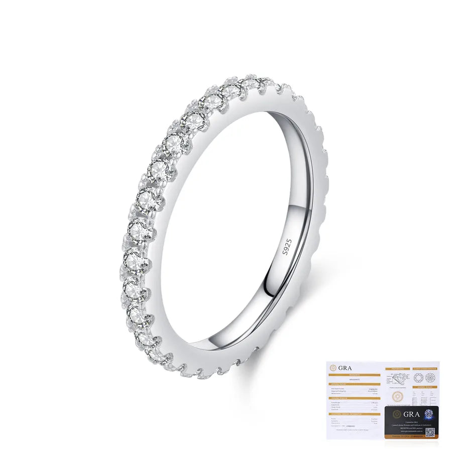 925 Sterling Silver Moissanite Round Rings