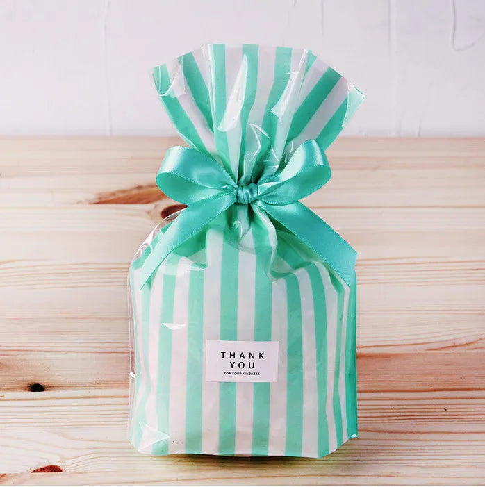 Cute Stripe PP Casual Gift Bags Party Supplies Gift Wrapping Supplies 50 PCS/Package
