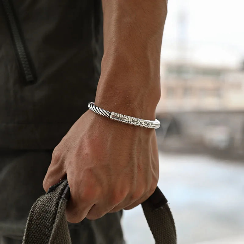 Xiangxu Tibetan six-character mantra Bracelet Men's Heart Sutra opening bracelet retro twisted Bracelet Men's factory outlet