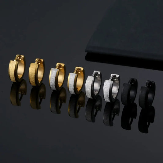 1 piece simple style solid color titanium steel plating earrings