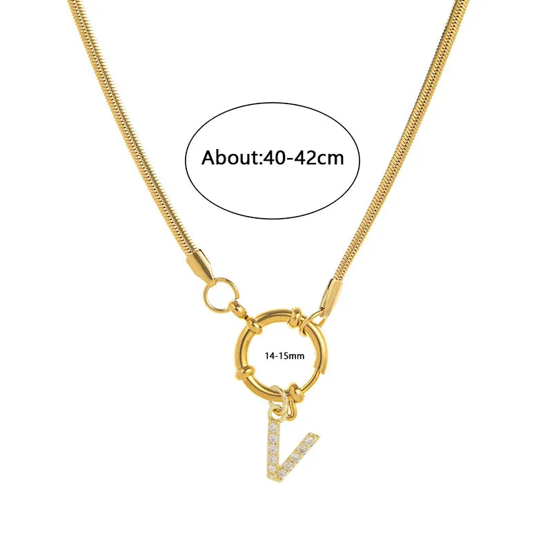 Wholesale Jewelry Vacation Classic Style Pentagram Letter 302 Stainless Steel 18K Gold Plated snake chain Pendant Necklace