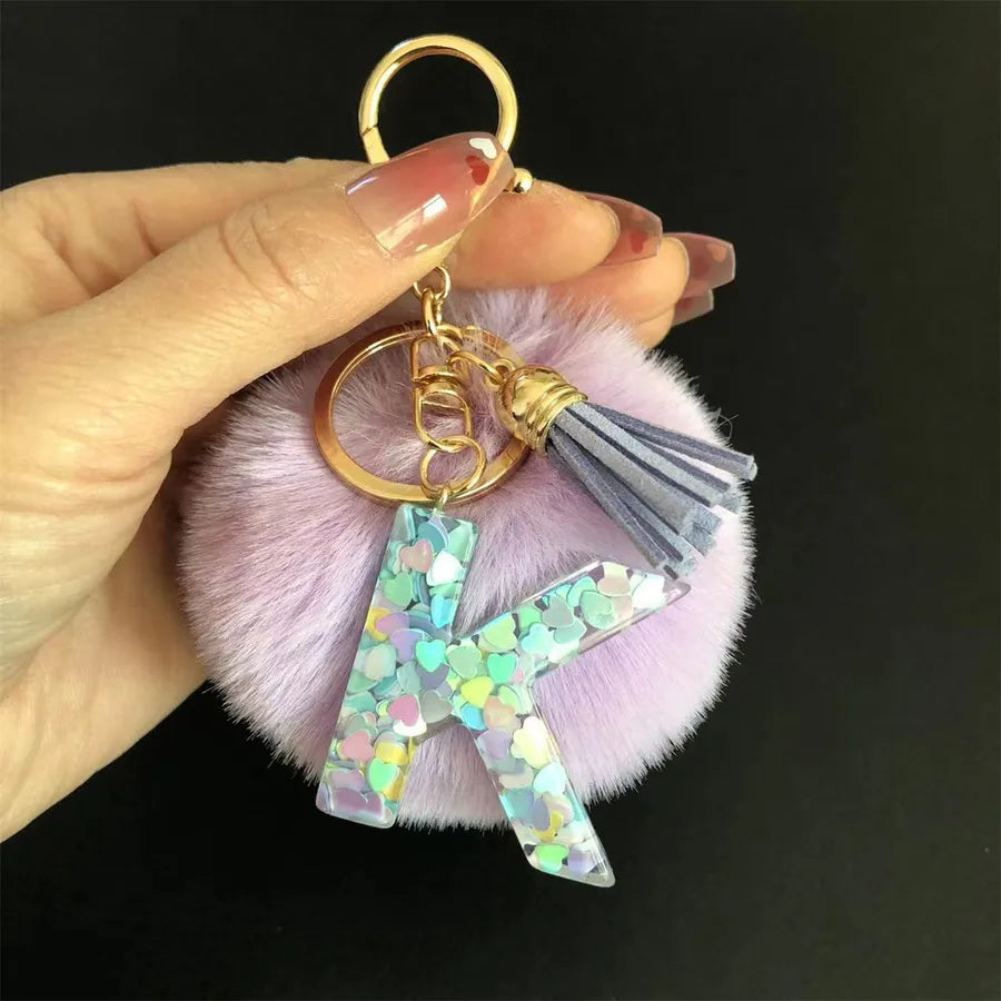 Cute Simple Style Letter Hairball Resin Unisex Bag Pendant Keychain