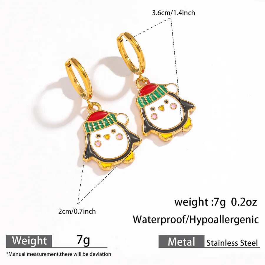 Christmas Santa Claus Ear Cuffs Titanium Steel 316L Quality Suitable For Commuting And Casual Occasions Drop Oil Earrings