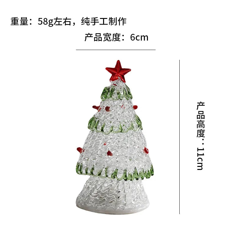 Zibo Lushila Glass Frosted Christmas Tree Craftwork Decorations Home Office Desktop Decoration Festive Season Gift