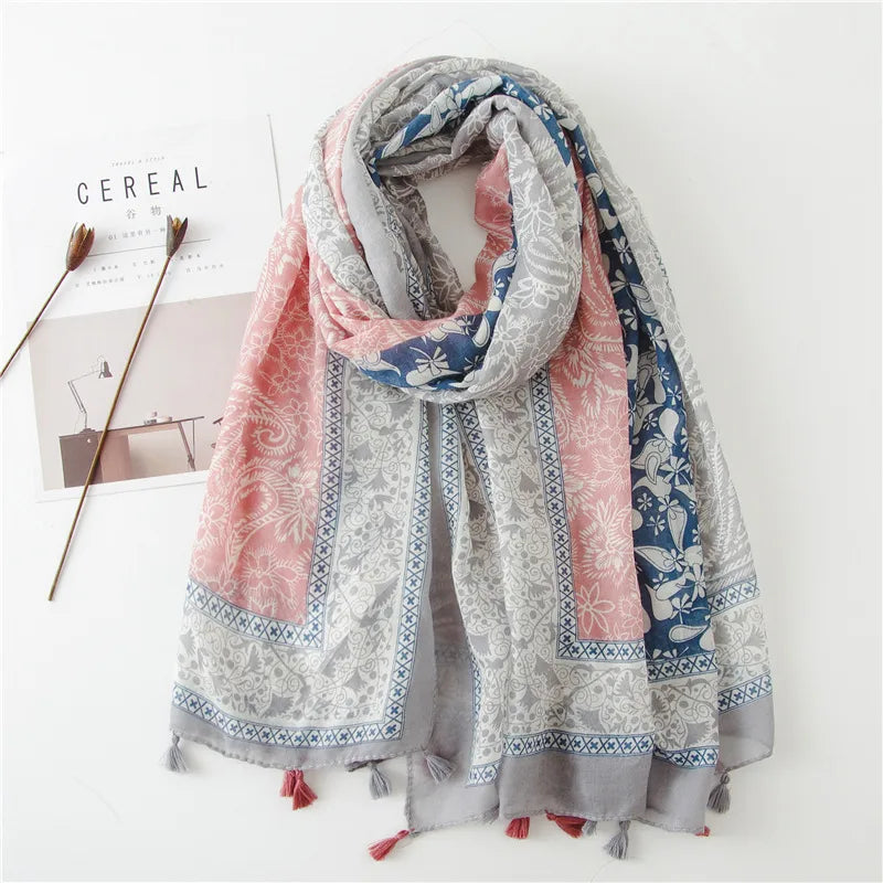new scarf retro stitching bohemian cashew print silk scarf sunscreen yiwu wholesales